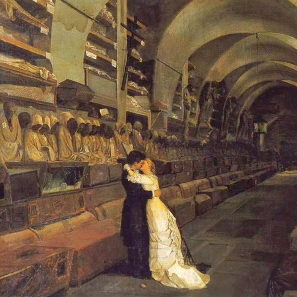 Catacombe dei Capuccini - Love and Death, dipinto di Calcedonio Reina